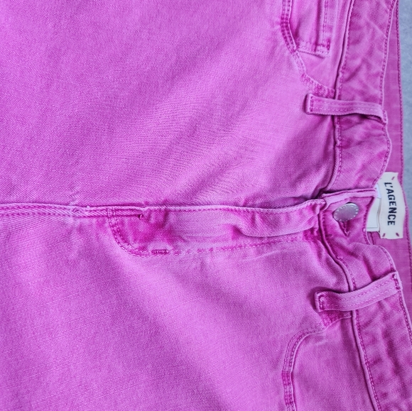 L'Agence Womens Margot Hi Rise Skinny Denim Crop Jean Pink NWOT Sz 32 BarbieCore - Picture 15 of 15